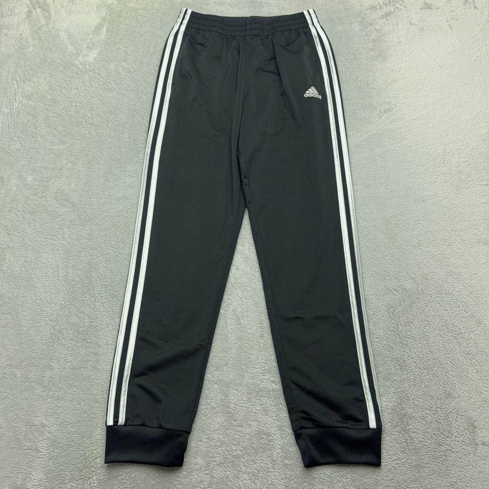 Adidas Track Pants Youth L Black White 3-Stripe Joggers Regular Fit Sportswear